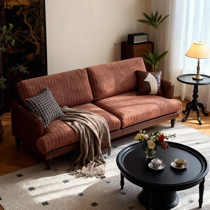 HXL Home Living Room Straight Striped Fabric Sofa Recliner Multi-Seater Sofa
