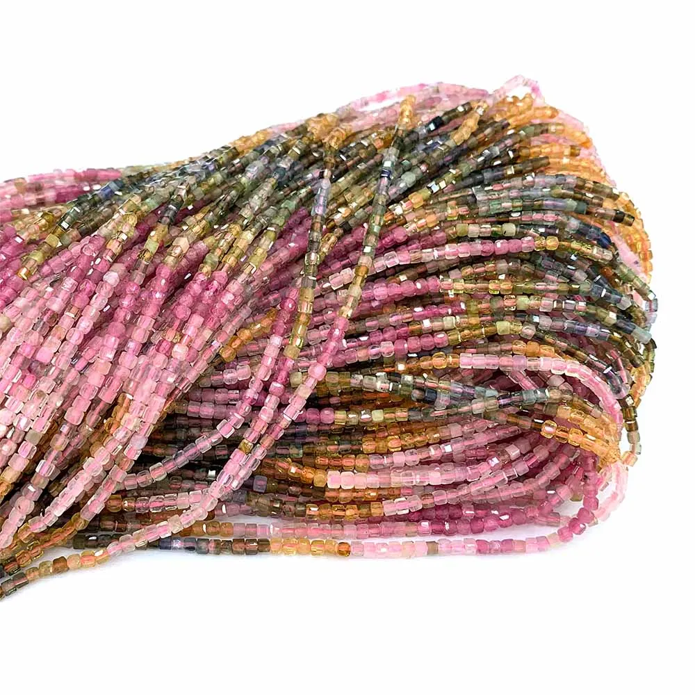 

Veemake натуральный разноцветный турмалин края куб граненый маленький дизайн свободные разноцветные бусины для ювелирных изделий желтый зеленый розовый