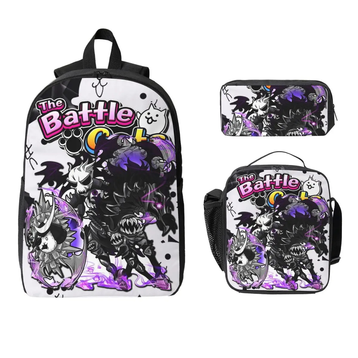 

Battle Cats Miko Mitama Backpack Student Boys Girls BookBag School Bag Computer Shoulder Bags 3ps Insulated Lunch Bag PencilCase