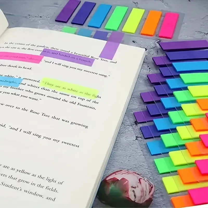 140/700 Blatt Farbindex-Aufkleber, Index-Aufkleber, Lesezeichen für Schüler, 5 Stück, bunte, transparente, wasserfeste, selbstklebende Markierer – Detail 1