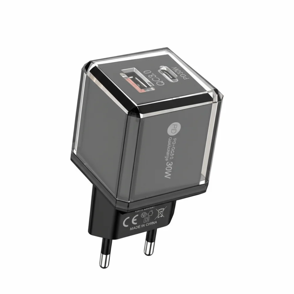 

Универсальный многопортовый разъем PD30W для зарядного устройства USB A + C, адаптер для зарядного устройства для телефона в ЕС/США, адаптер для быстрой зарядки PD QC3.0