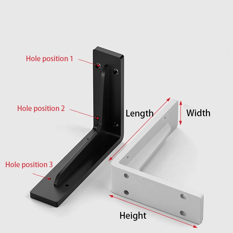 1Pcs Black/White/Silver Stainless Steel Corner Code Triangle Bracket Load-Bearing Bracket Wall Fixed Corner Storage Rack