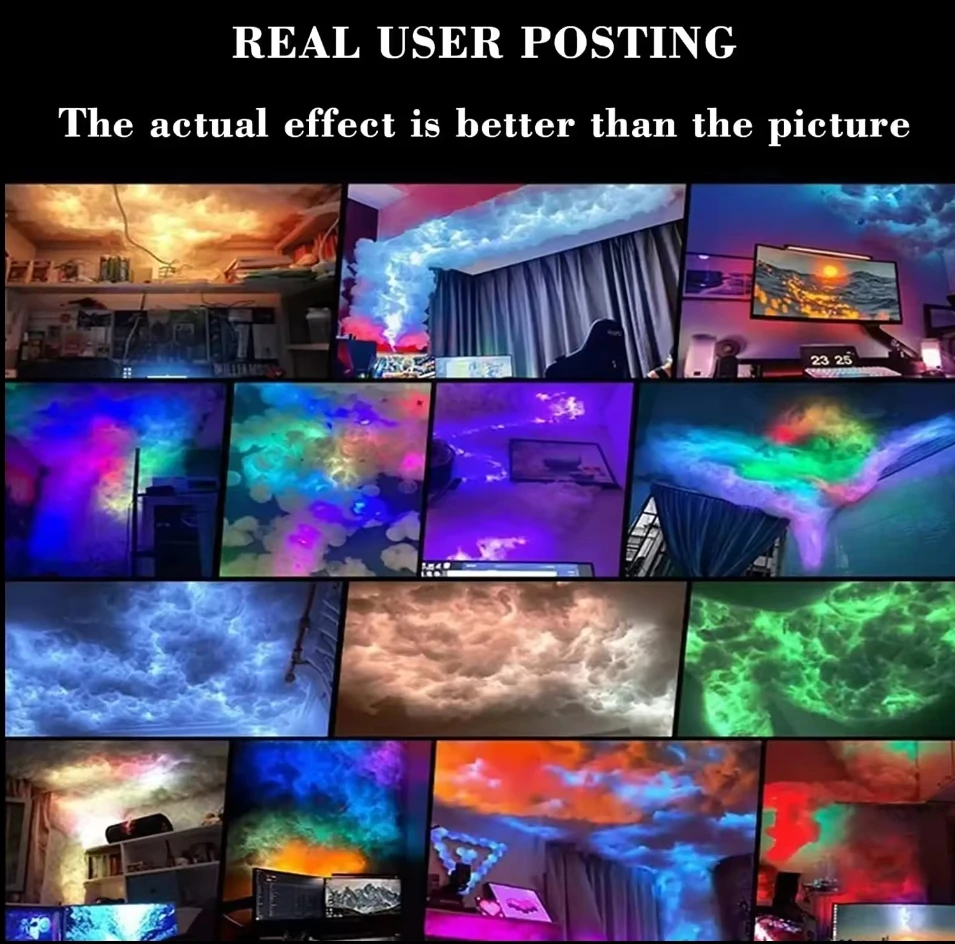 تصميم سحابة الموضة فلاش البرق التطبيق التحكم الرعد ضوء DIY غرفة الديكور الظلام RGB سحابة الخفيفة