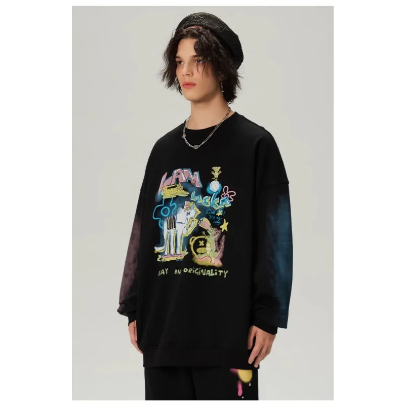 

New Autumn and Winter "Abstract Circus" Graffiti 3D Printed Round Neck Hoodie, Without Top, Warm Single-sided Velvet Top Trendy
