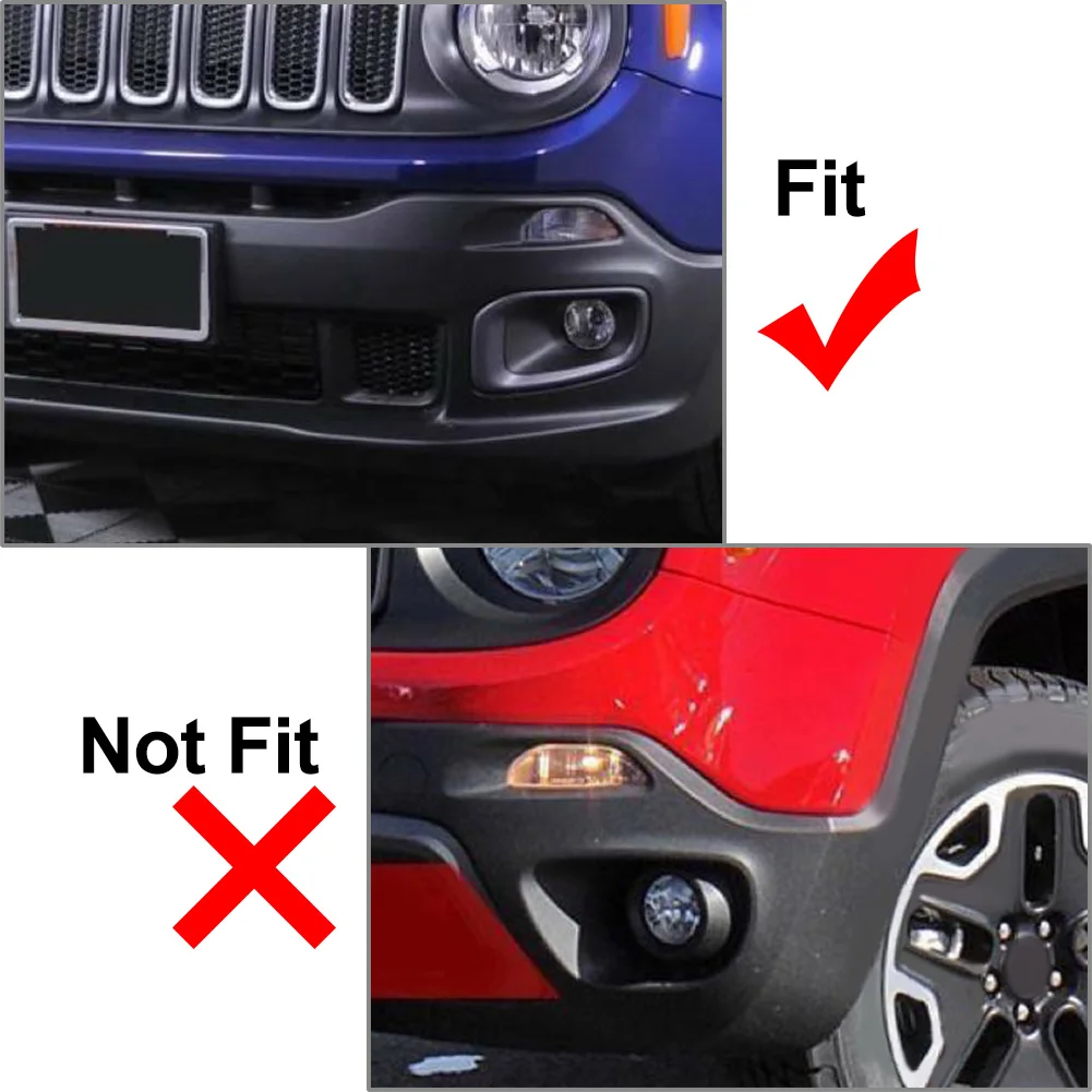 1Pair Car Front Bumper Fog Lights Lamp Cover Exterior Accessories For Jeep Renegade 2015 2016 2017 2018 ABS Plastic