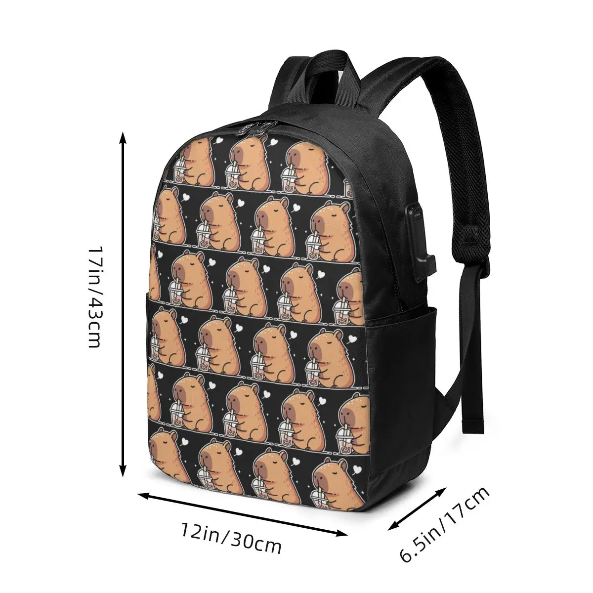 Cute Cartoon Capybara Drink Milk Boba Tea Backpack Travel Notebook Bag Computer College Student School Bag Laptop Shoulder Bags