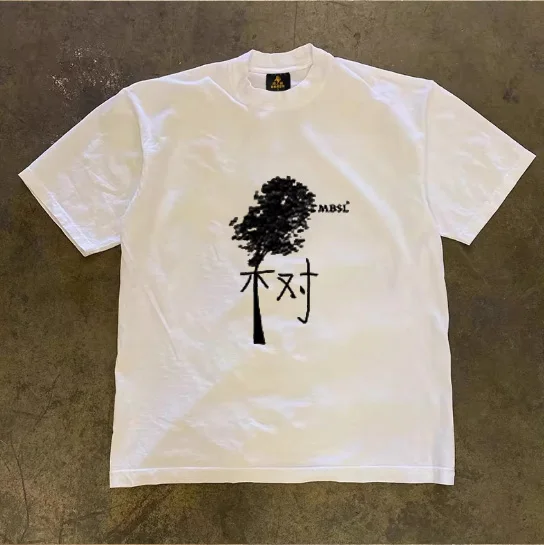 Loose Fit Cotton T-Shirt Short Sleeve Double Thread 260 Pure Cotton Unisex Casual Printed Top for Men And Women