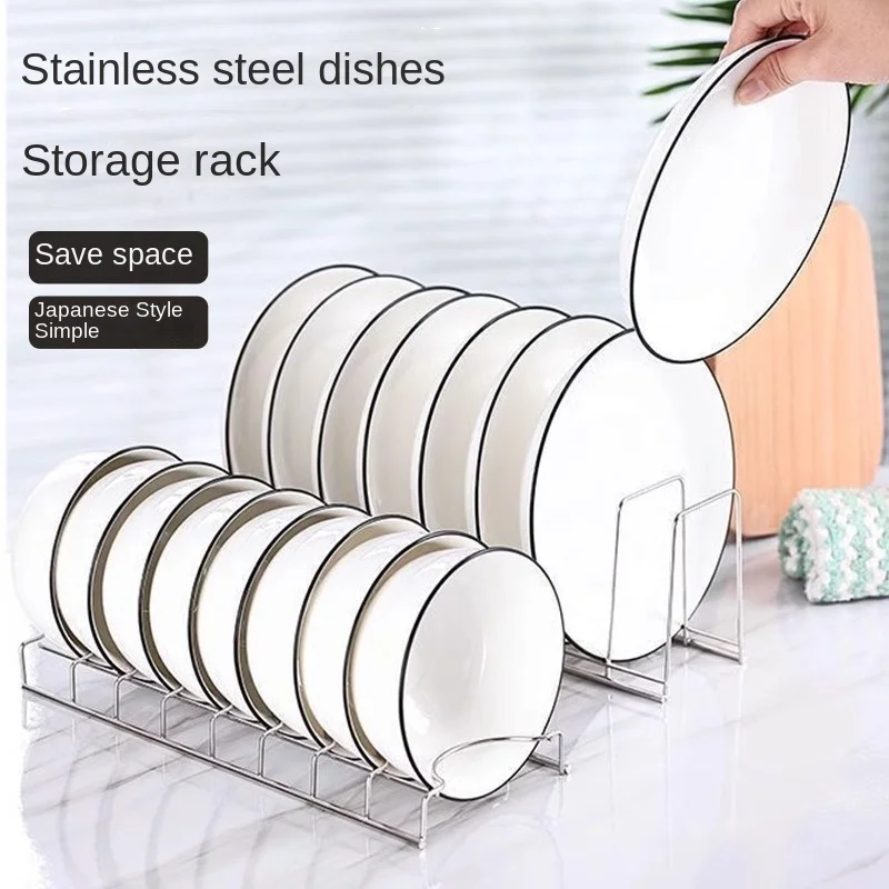 Stainless Steel Dish Draining Rack Multipurpose Silver Plates Storage Rack Space Saving Bowls Plates Drainer Holder Kitchen