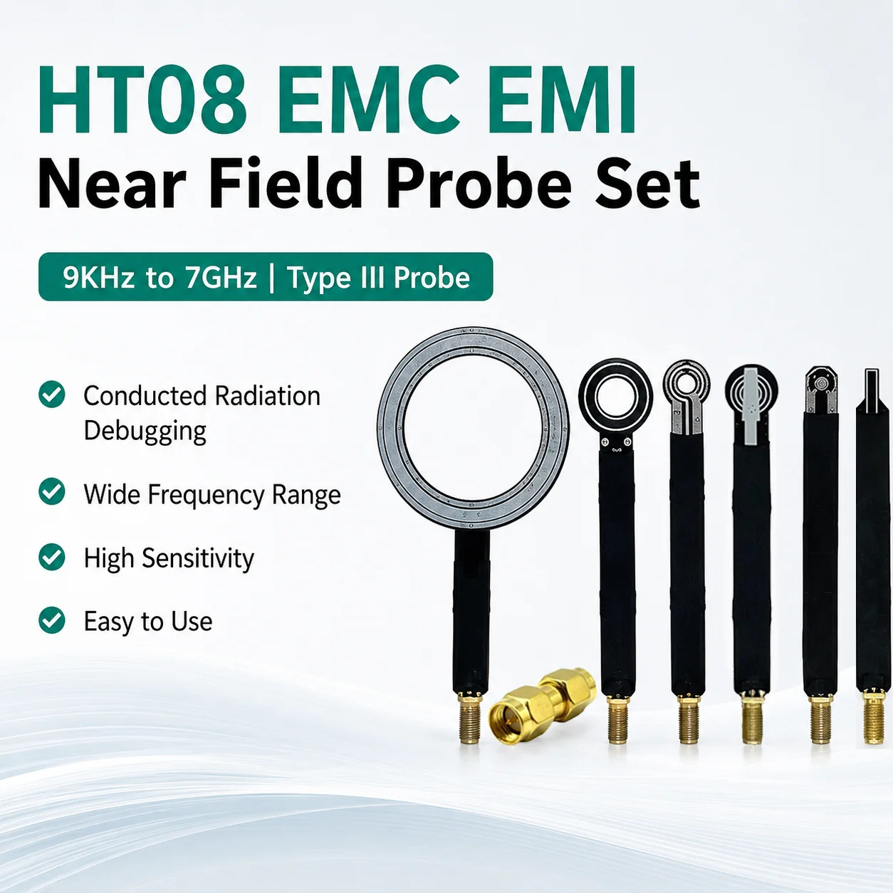 HT08 EMC EMI Near-Field Probe for Conducted Emission Remediation 9kHz–7GHz Gain 20  Electromagnetic Compatibility (EMC) Testing