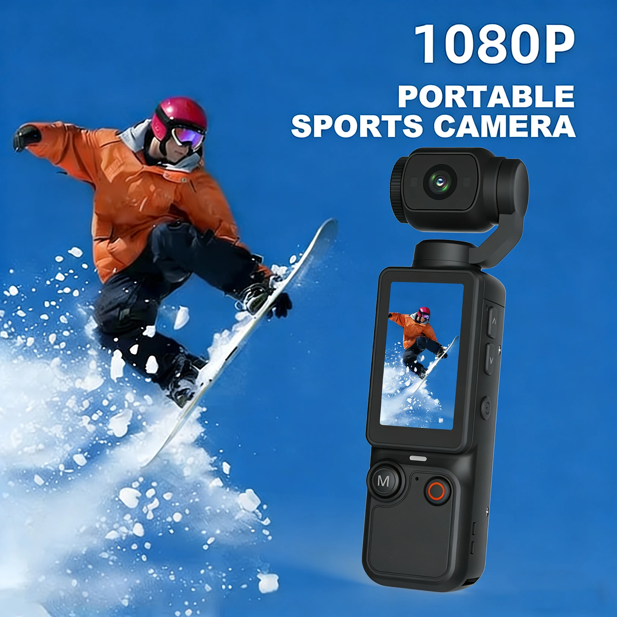Caméra d'action de poche 1080P, carte mémoire 32 Go, 180° °   Appareil photo portable à objectif rotatif manuel pour les voyages et le vlogging