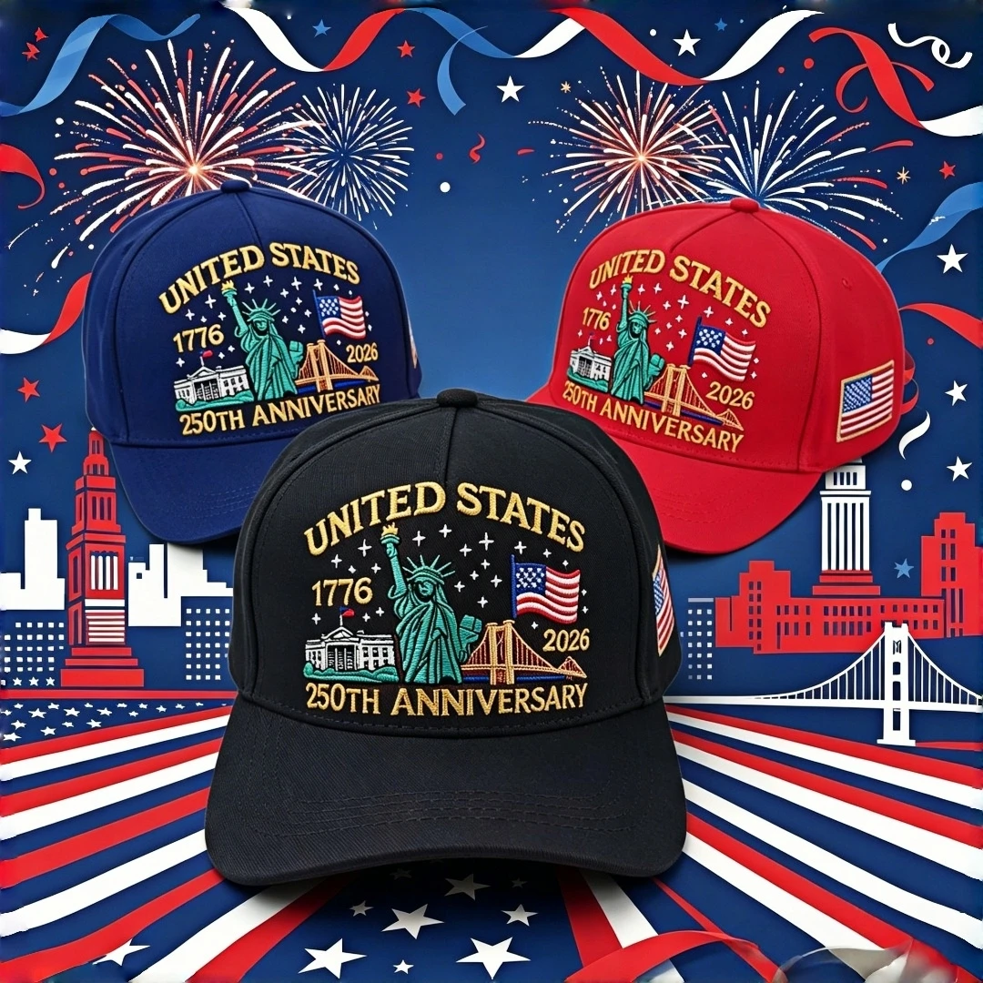 United States 250th Anniversary 1776-2026 Embroidered Trucker Hat Statue of Liberty American Flag Adjustable Baseball Cap