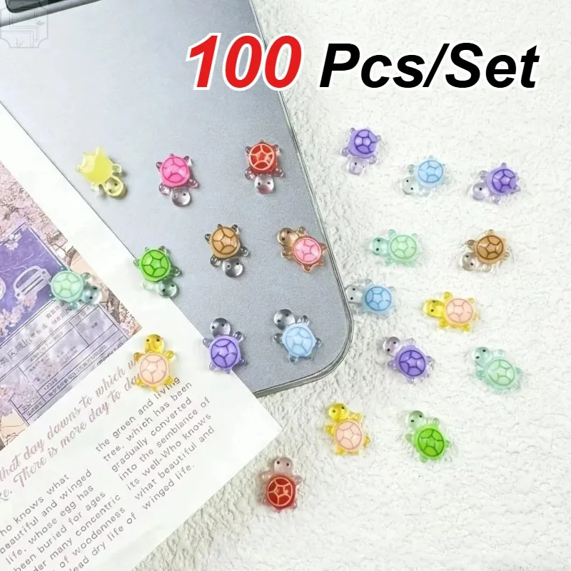 100 PCS/Set Mini Resin Luminous Turtle Statues, Multi-function Luminous Turtles Car Mounted Miniature Landscape Ornaments