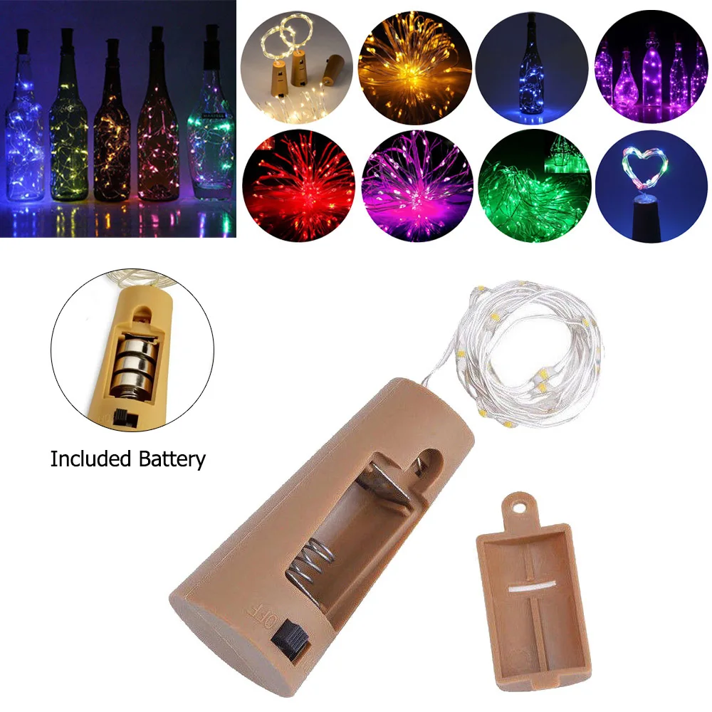 1m 2m 3m Wine Bottle Lights String Festival Wire Decor Outdoor Copper For Xmas Fairy Battery Craft Led Garland Cork Christmas