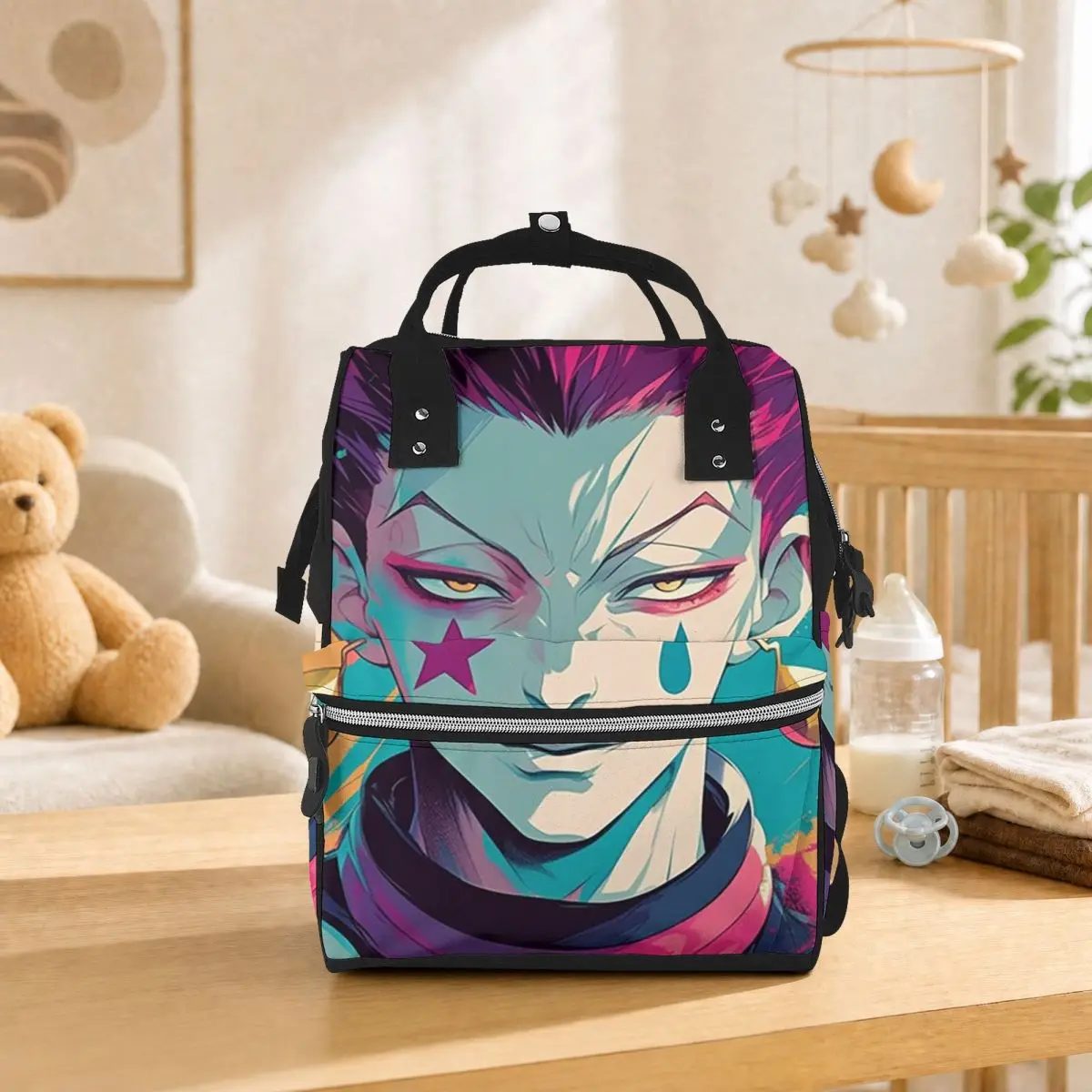 Anime Hisoka Hunter X Hunter Magical Joker Student Backpack School Bag Hiking Travel Daypack for Men Women Bookbag Shoulder Bags