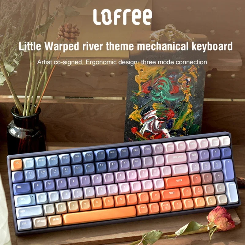 Lofree Galaxy Mechanical Keyboard Three-mode 100Key Bluetooth 2.4GHz Wireless Gamer Keyboard Laptop Girls Office Red Axis switch