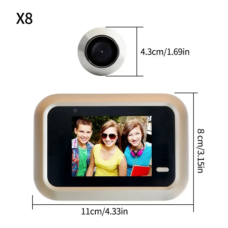 2.4 Inch Doorbell Peephole Viewer Digital Door Camera 120° LCD HD Pixels Cat Eye Door Bell Outdoor Smart Home Security Monitor