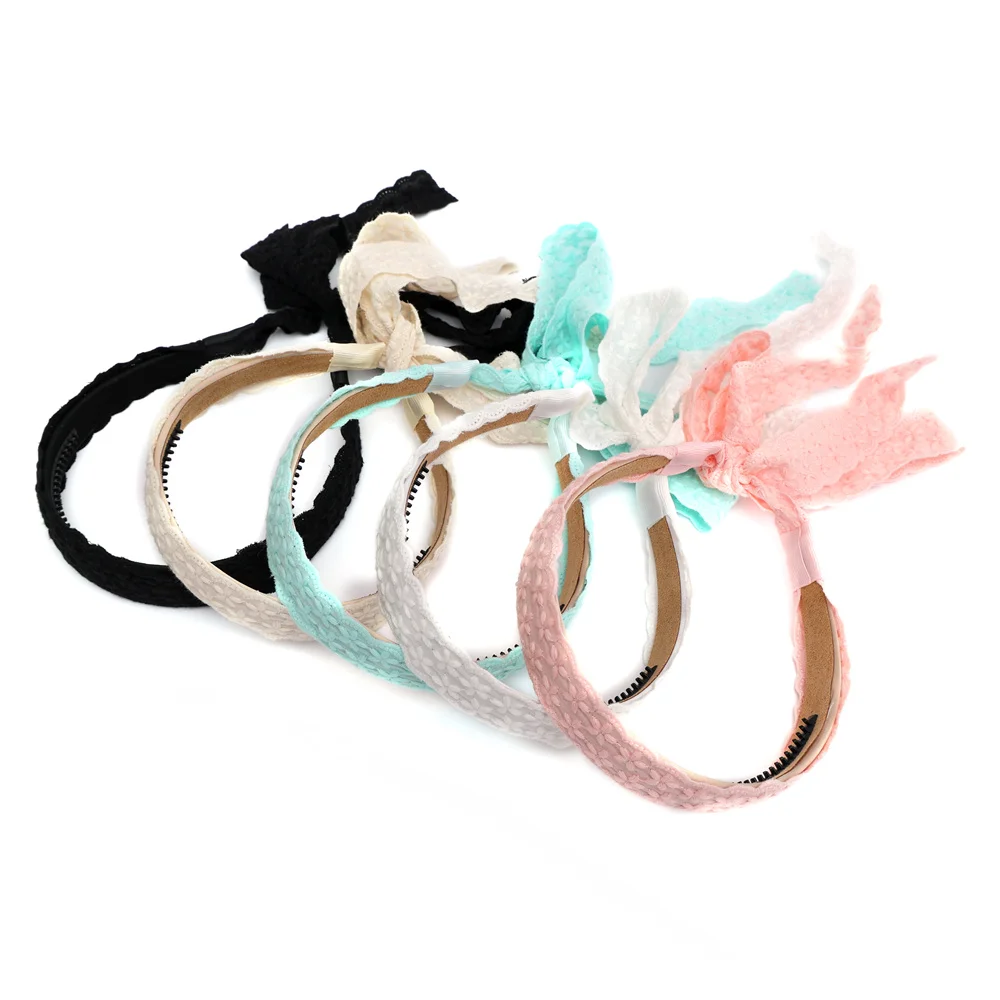 Fashion Cotton Eyelet Ribbon Hair Accessories Elegant Dressy headband  bow clip For Girl