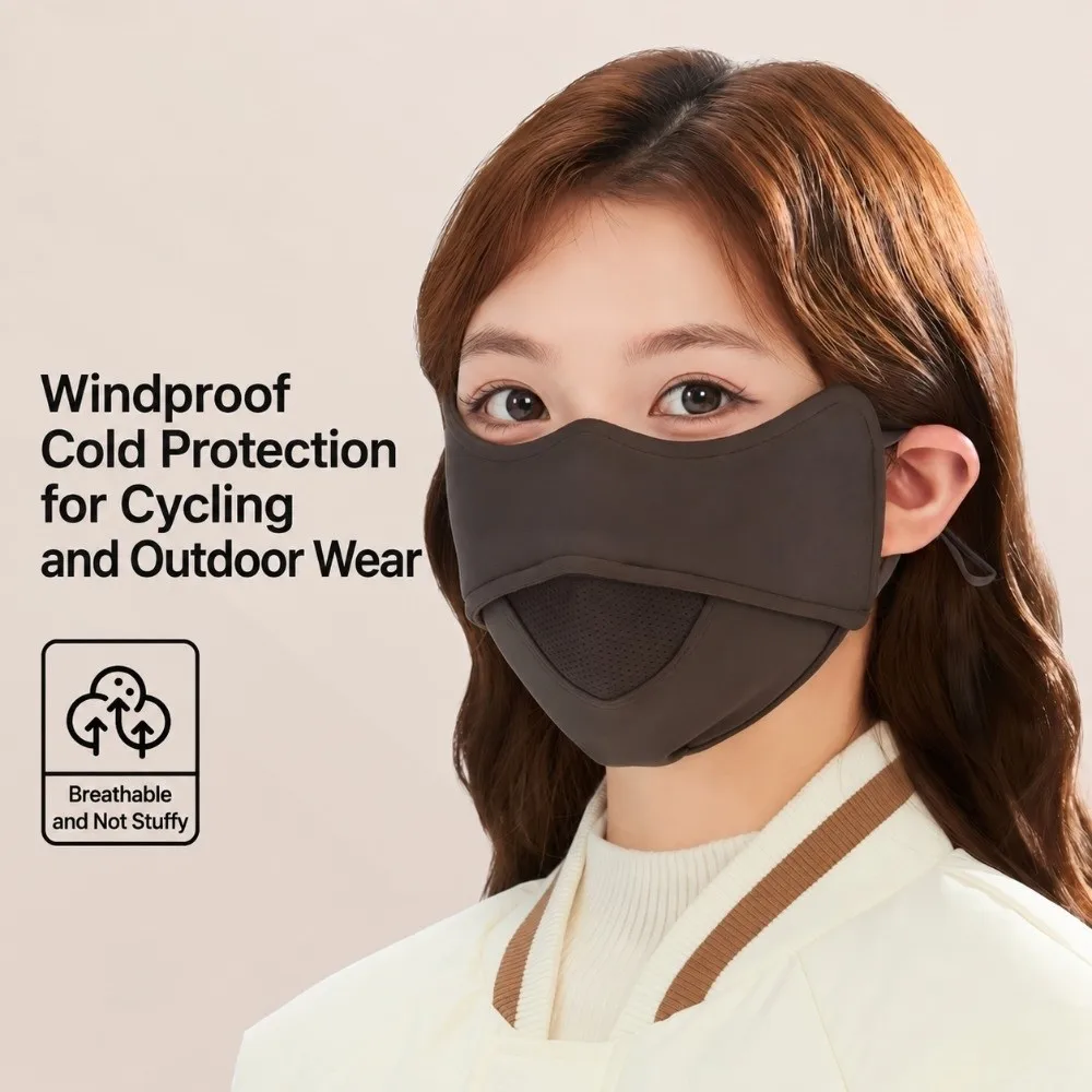 Thermal Winter Face Mask 3D Stereo Adjustable Ear Loops Fleece Warm Face Cover Breathable Windproof Adjustable Earloop Warm Mask