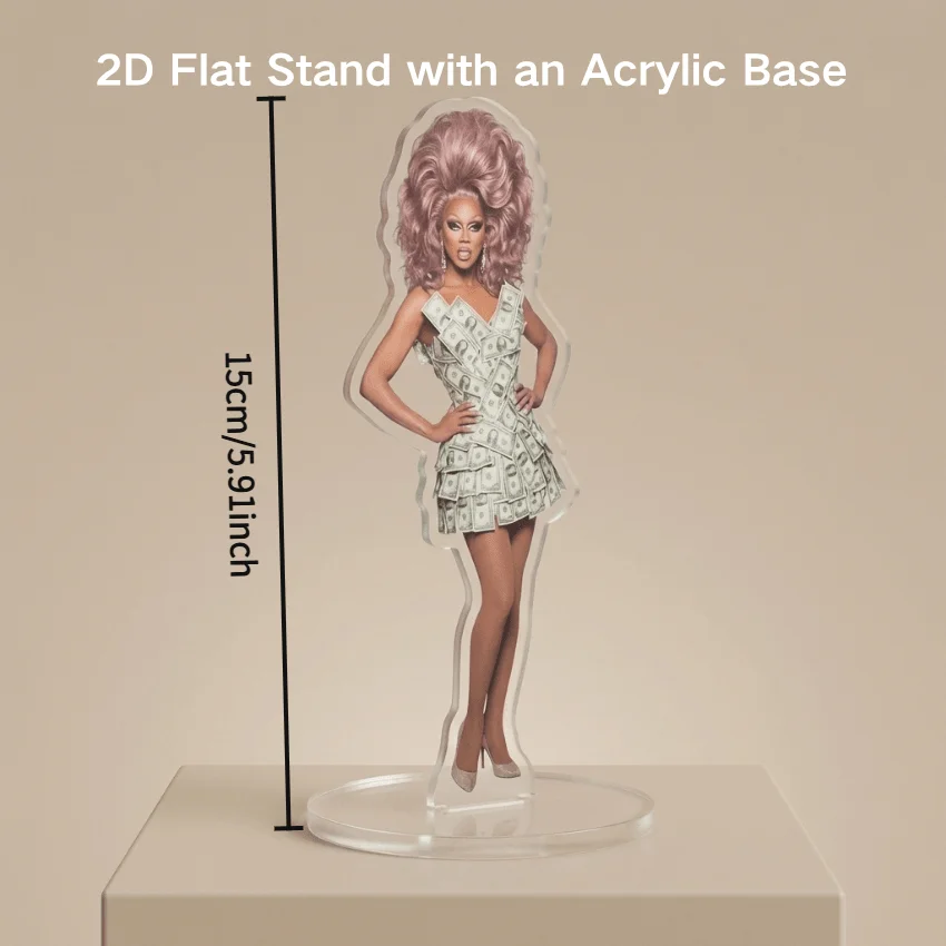2D Flat, Transparent Acrylic Custom 2 Angled Figure Stand with Personalized NameText - Suitable for Desk Display, K- Fan Gifts,