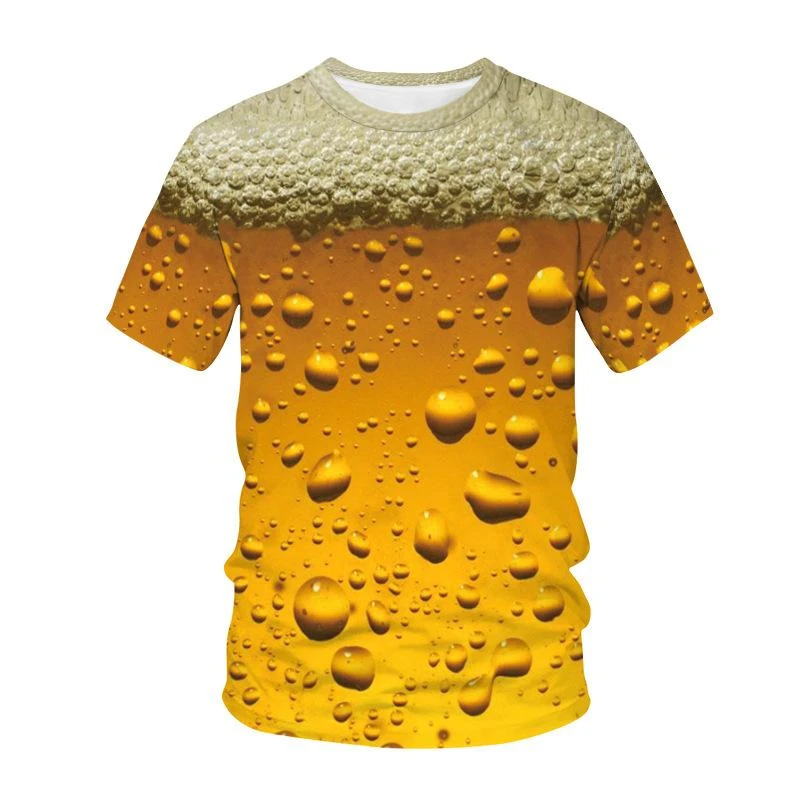 New 3D Printing Beer T-shirt Men‘s Women’s Personalized Cool Short-Sleeves Tees Fashion Oversize Trend Tops Kids Tshirt Summer