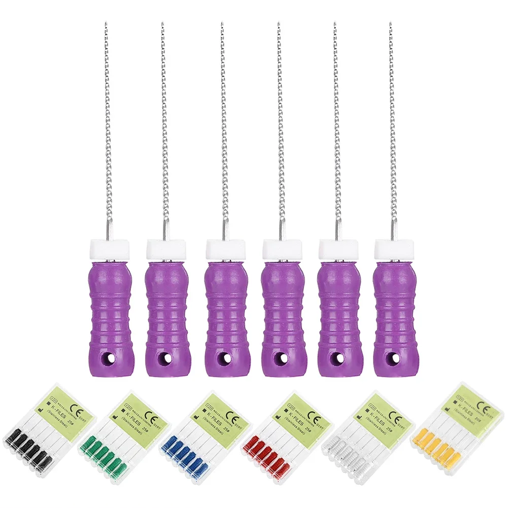 5 قطعة 7 اللون اختيار الأسنان إندو الجذر إبرة K-FILES الأسنان 21 مللي متر SS قناة الجذر Ddurable اللبية أداة نظيفة مع حامل