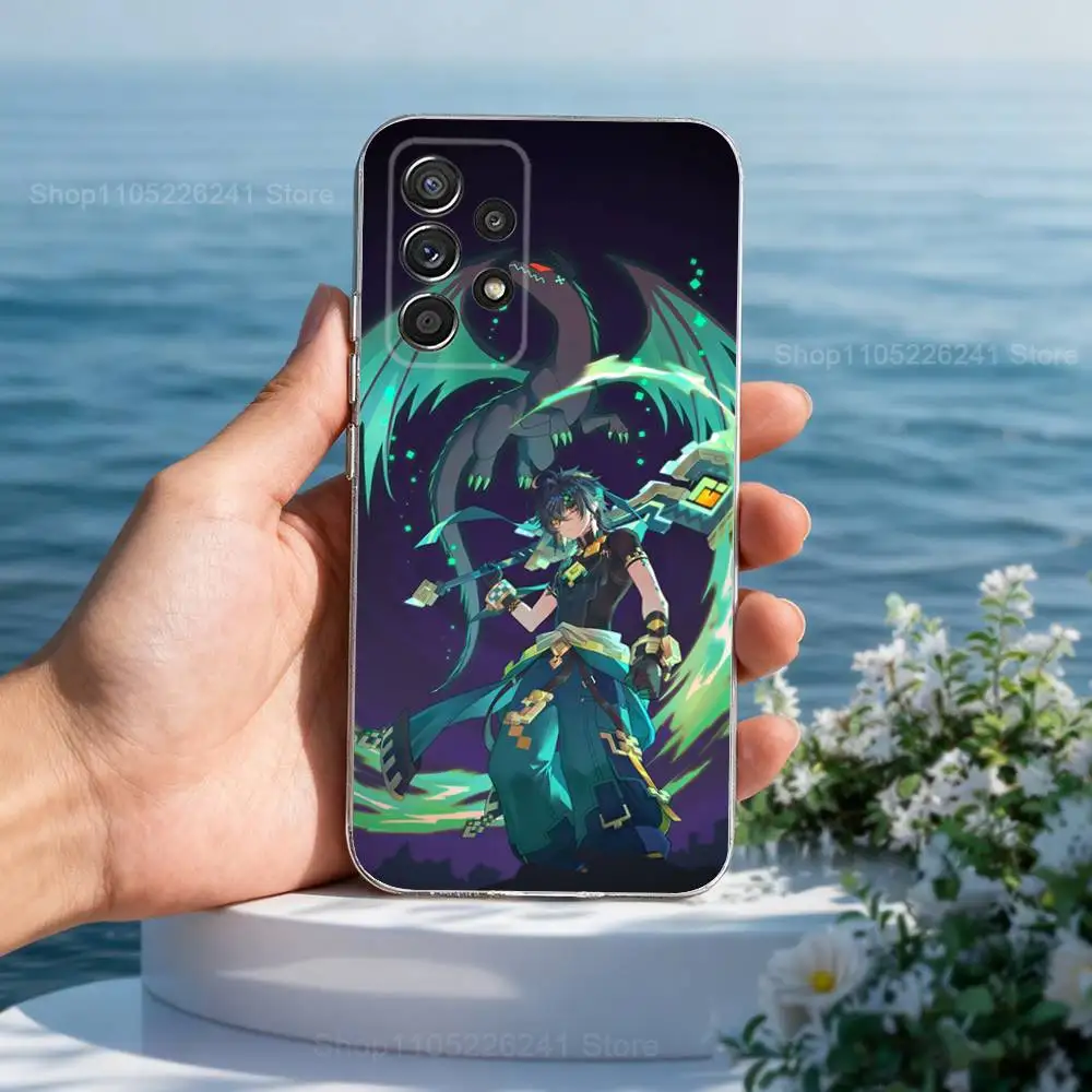 Funda de teléfono K-kinich Genshin Impact para Samsung A30,71,51,S9,10,20,Ultra,FE,Lite, S22,23,21,PIus, transparente, funda de silicona