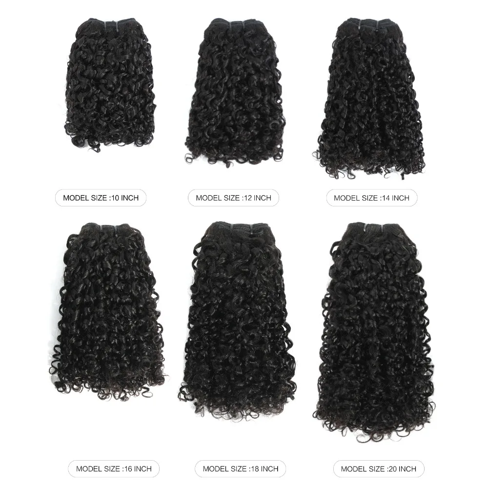 

High Quality 12A Natural Color Pixie Curly human Hair weaving Bundles 10-20 Inches Full Hand Weaving 180% Density