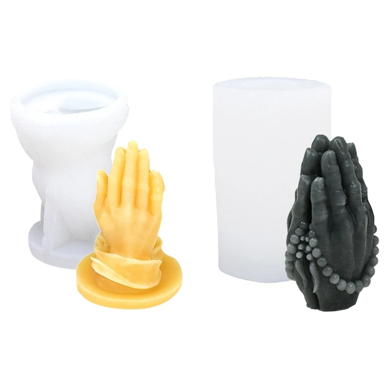 3D Hands Foldedh Silicone Mold Buddhas Beads Hand Mould Handmade Scented Making Mold Soap Mould for Prayer