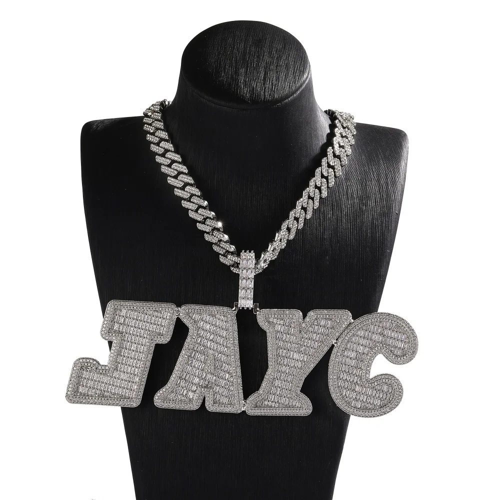 ICEC Full Bling Cubic Zirconia Custom Personalized Pendant Hiphop Personal Necklace Fashion Nameplate Choker Gift For Men Women