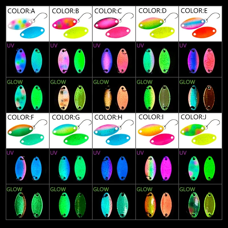 Cebo cuchara UV luminoso giratorio cobre para lubina y trucha - imagen 2