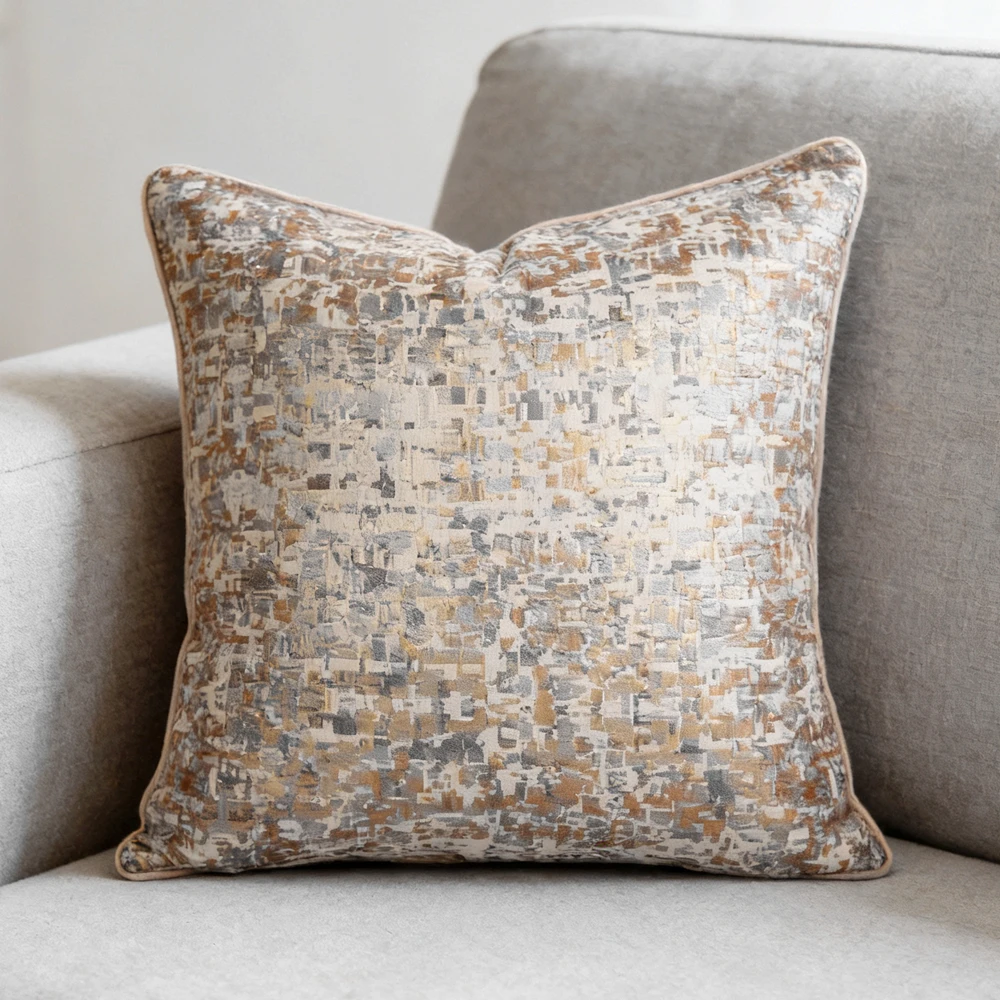 Luxury Gray God Mix Small Geometric Mosaic Modern Fashion Pillow Cover 45x45cm Square Decoration 1 Piece Pack