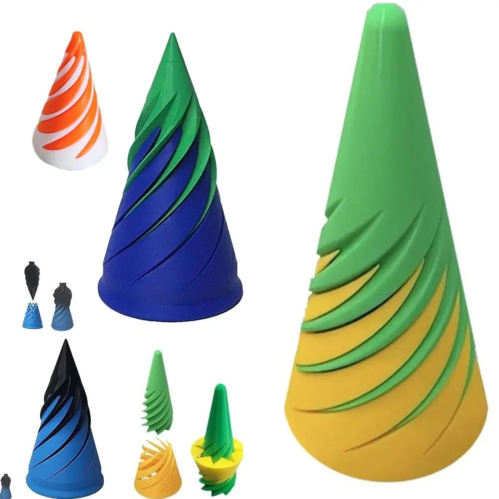 3D Printed Spiral Cone Fidget Toy Mini Vortex Thread Illusion Pyramid Passthrough Sculpture Spiral Cone Decompression Ornaments