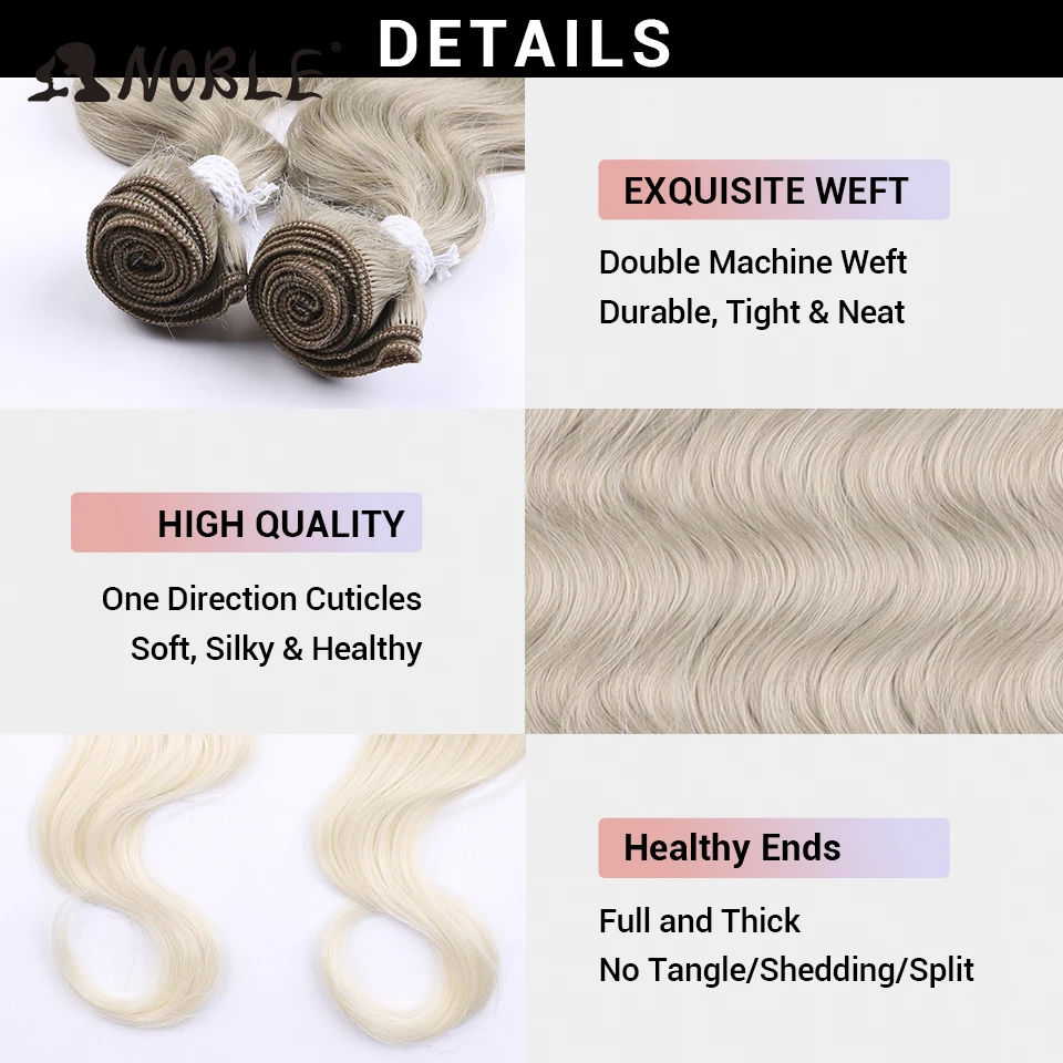 Noble Hair 30 Inches 2pcs 200g Body Wave Synthetic Hair Extensions Ombre Blonde Fake Hair Bundles Long Body Wave Hair Extension