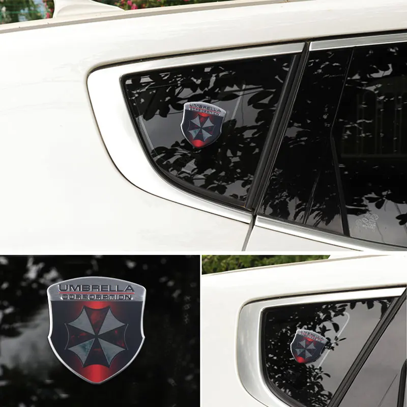 Car Styling 3D Aluminum Umbrella Corporation Badge Stickers Auto Trunk Body Decorations Accessories for Audi Renault Volvo Honda