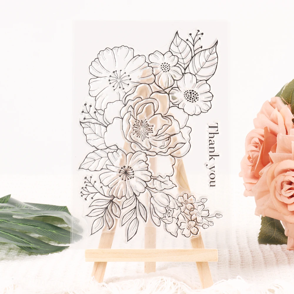 Vintage Flower Series Clear Silicone Stamps Journal Handbook Scrapbook Album Labels DIY Collage Aesthetic Craft Rubber Stamps