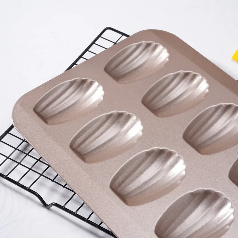 Shell Cake Biscuit Baking Mold, Madeleine Mold, Thickened, Non-stick Coated, Carbon Steel Baking Pan 12hole