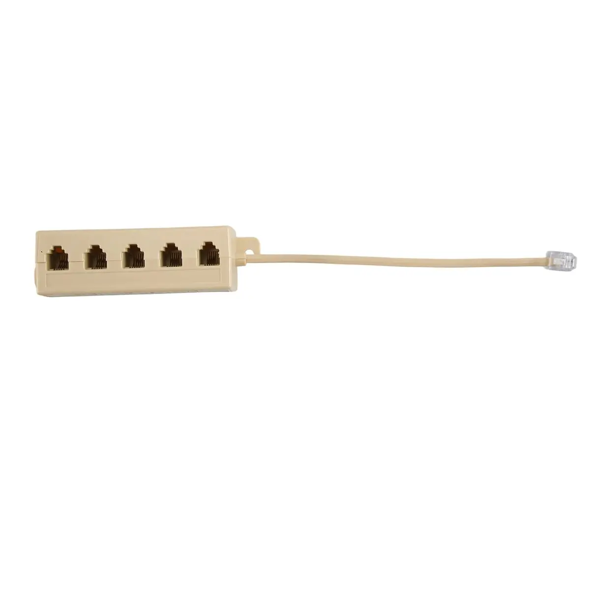 ImprovedBeige RJ11 6P4C Male Plug to 5 Ports 6P2C Female Socket Phone Line Splitter Adapter