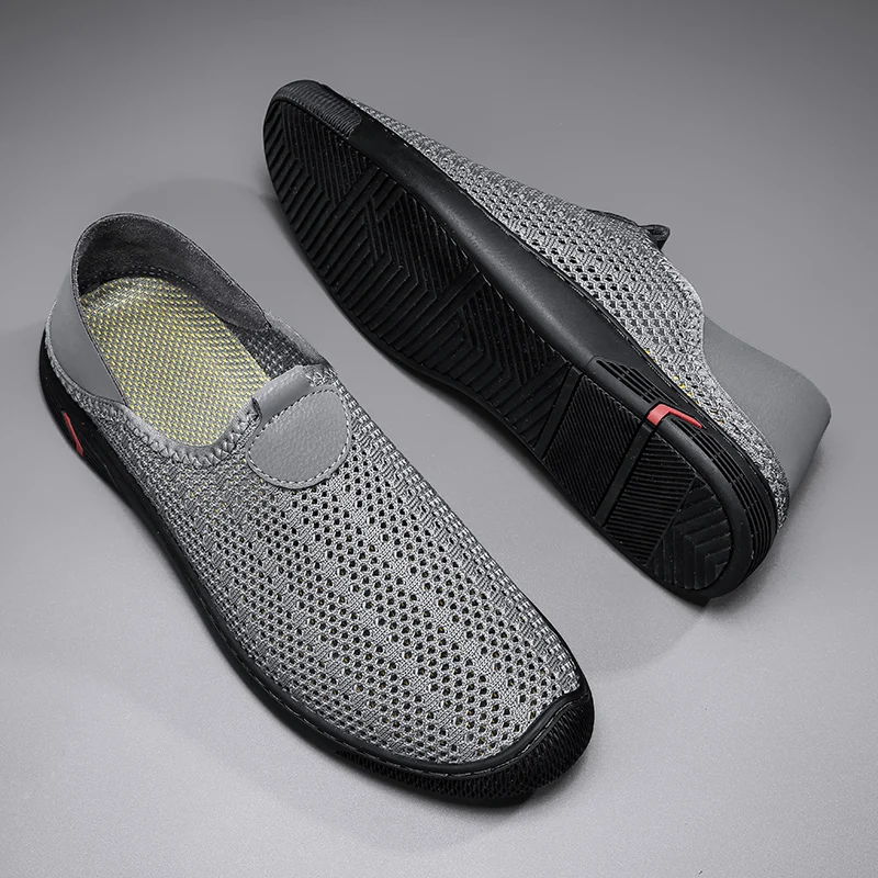 Men's Casual Shoes Men's Fashionable All-Matching Sneakers Men's Shoes Flying Woven Breathable Mesh Cloth Shoes