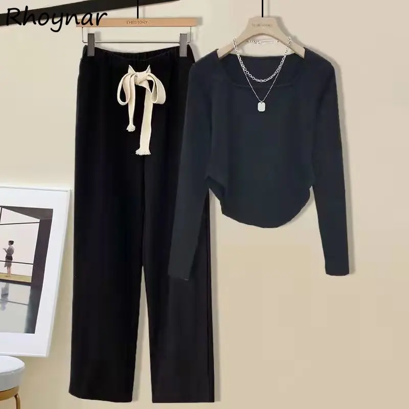 Sets Women Stylish Solid All-match Slim Popular Drawstring Minimalist Streetwear Harajuku Mujer Ladies Clothing Ulzzang Design