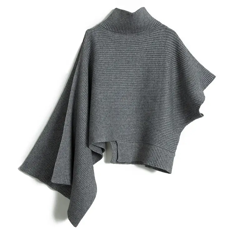 2024 New  Irregular High Neck Pullover Shawl for Women Split-Off Sleeve Cape Autumn and Winter Warmth