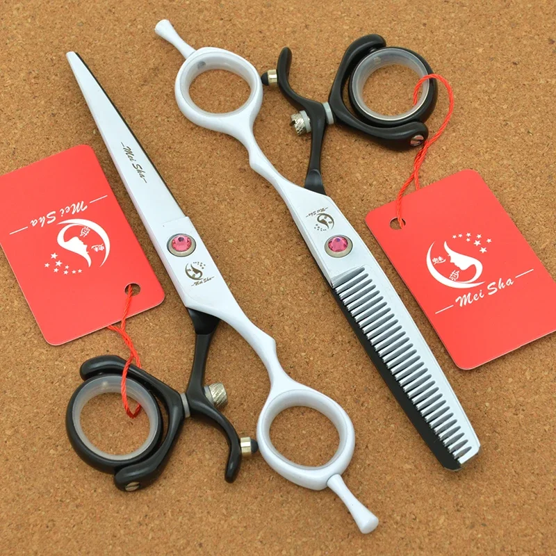 Meisha 6 inch Swivel Thumb Professional Cutting Shears Japan Steel Hair Scissors Set Salon Thinning Scissors Barber Tools A0120A