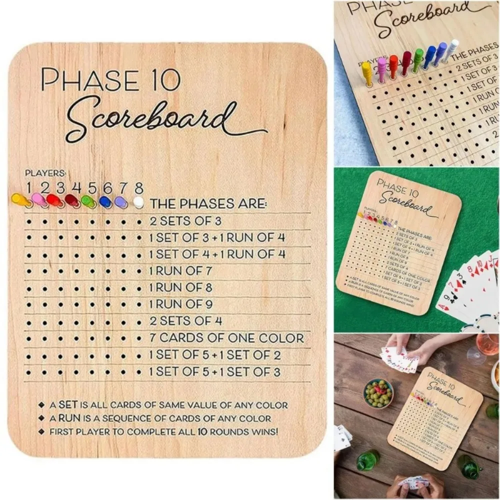 Phase 10 Score Board - Phase Ten Scorecard and Round Tracker Phase 10 Cards Game Score Sheets Classic Board Card Games