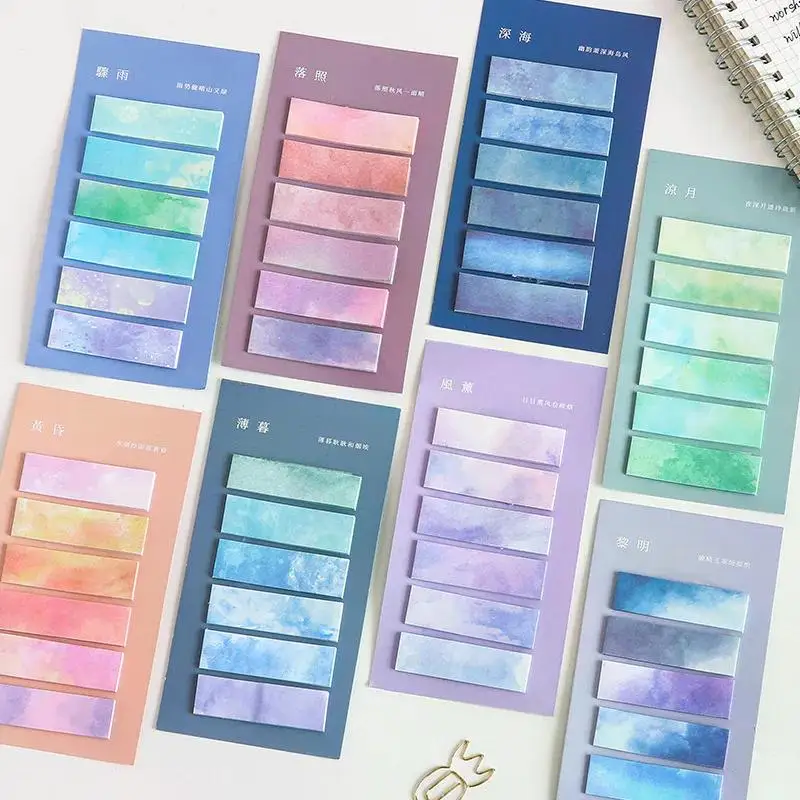 120 Sheets Morandi Gradient Color Sticky Note Kawaii Posted It Sticky Notes Cute Index Memo Pad Bookmark Paper Sticker