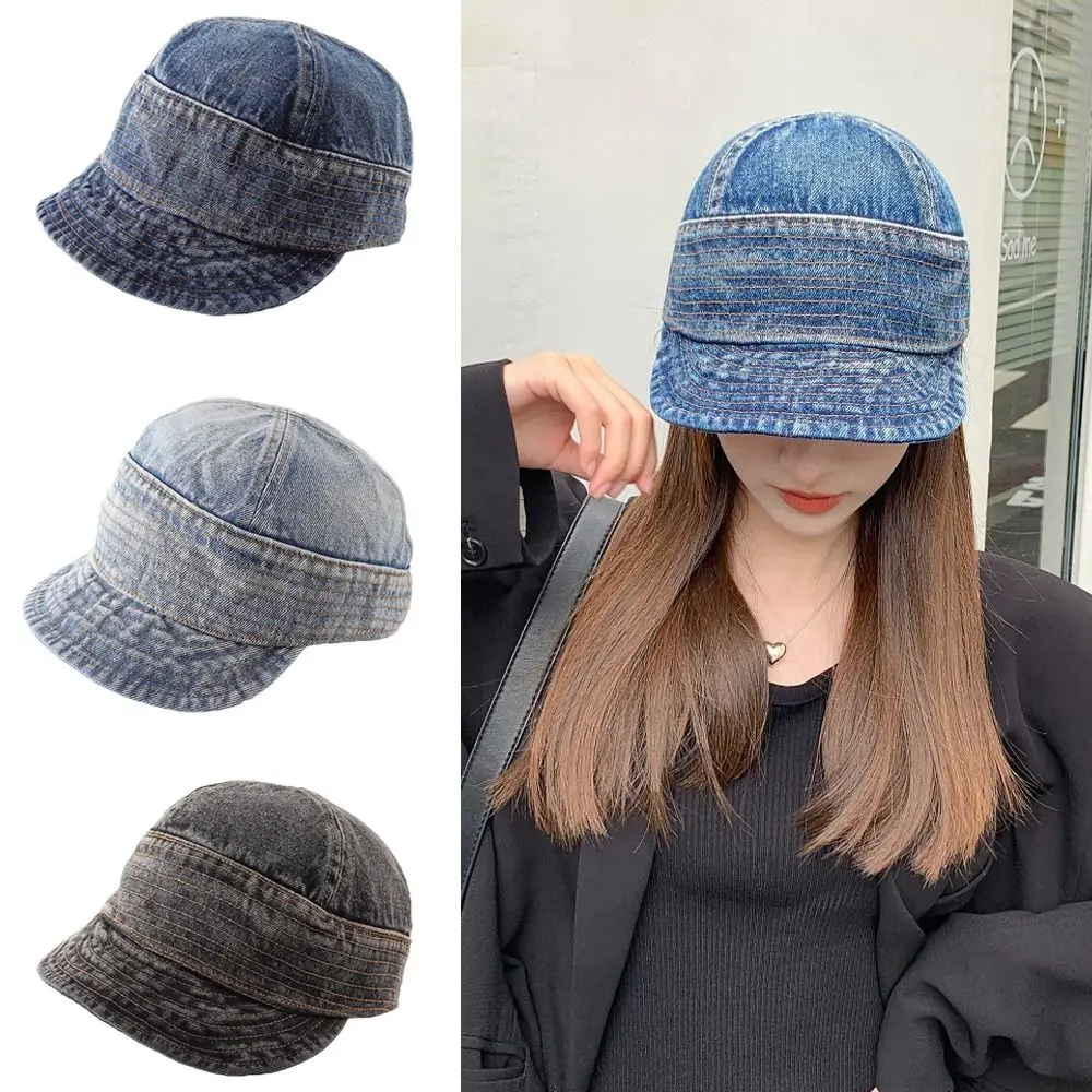 

Vintage Adjustable Short Brim Denim Cap Hip-hop All-Match Baseball Hats Sunscreen Hats Man Women Outdoor Sports