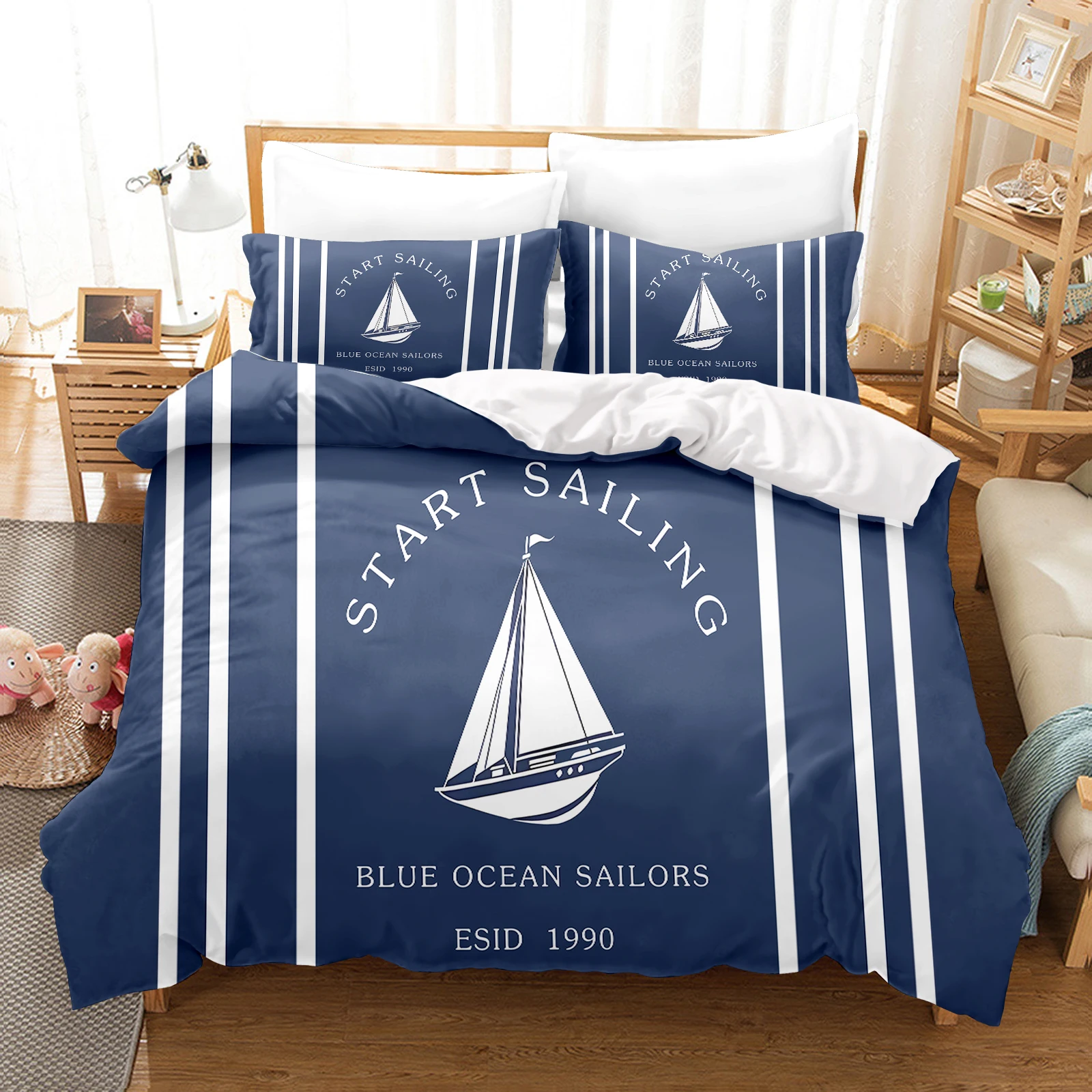 

Nautical Anchor And Compass Duvet Cover Set Bedding Comforter Sets King Size 3D Children'S 1 Quilt Cover