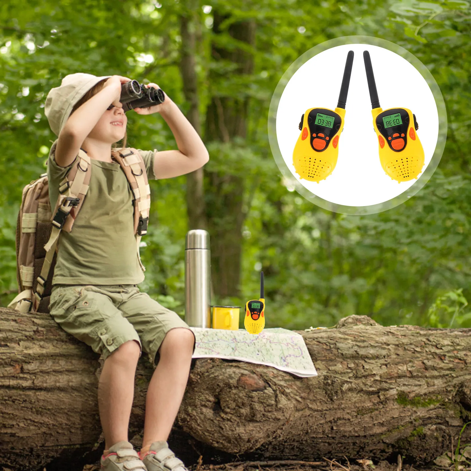 2Pcs Kids Walkie Cartoon Inter-Phone Parent-Child Interactive Outdoor Communication Wireless Handheld Kid Walkie-