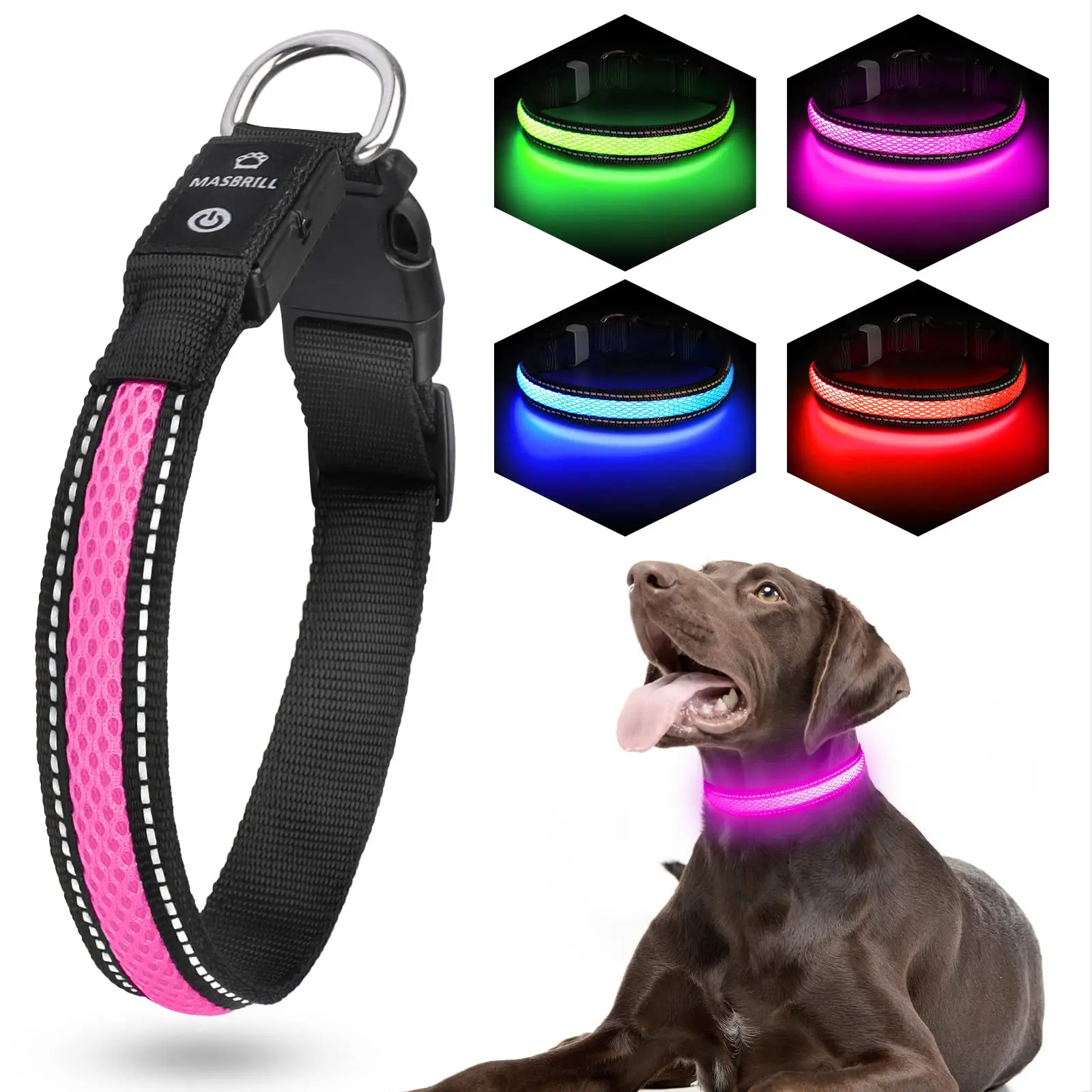 USB LED متوهجة طوق بكلاب قابل للتعديل وامض إعادة شحن مضيئة طوق بكلاب ليلة السلامة الحيوانات الأليفة قلادة توهج طوق للكلاب