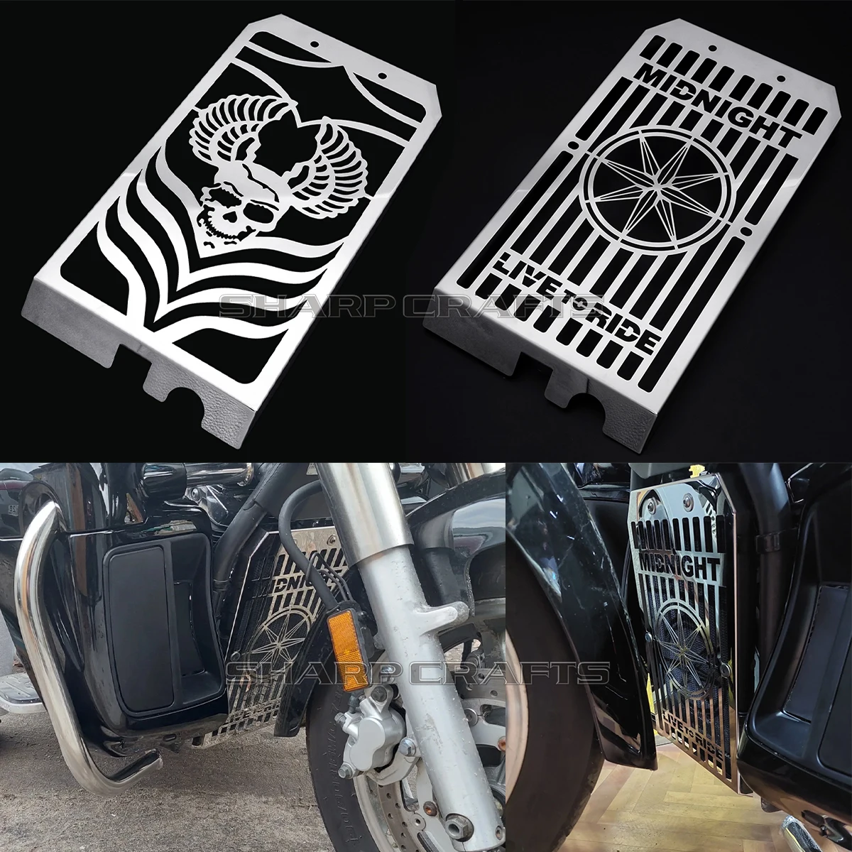 '06-'16 Motorcycle Skull Radiator Grill Cover Guard Protector For YAMAHA XVS1300 Midnight Star 2006-2016 Water Tank Cooler Cap