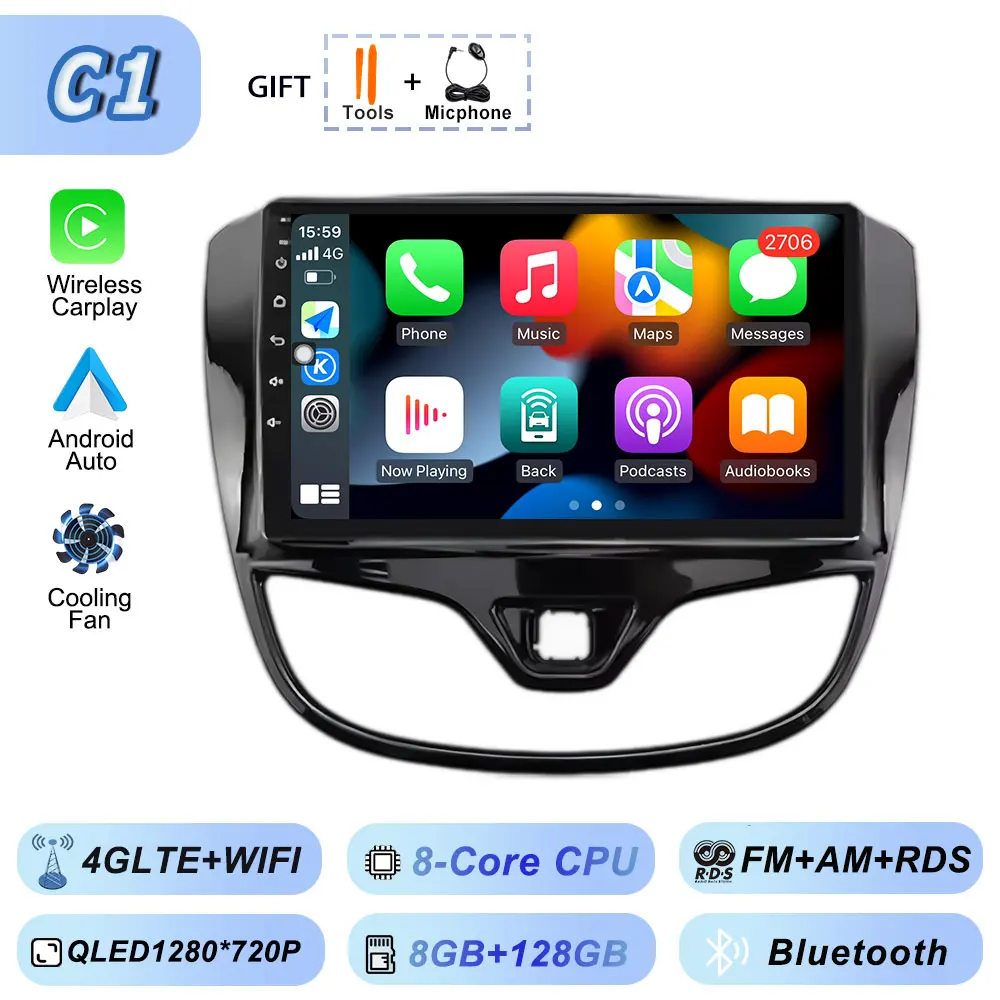 Bluetooth Dsp Fan Autoradio voor Opel Karl VinFast Fadil 2017-2020 Multimedia WiFi Android Auto GPS Navigatie Draadloze Carplay