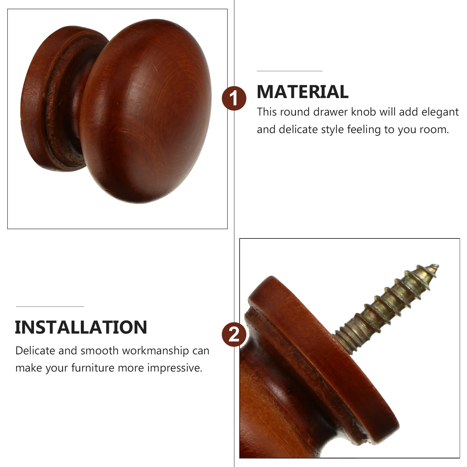 

8Pcs Real Wood Cabinet Handles Durable Round Door Pulls Wardrobe Knobs Practical Furniture Hardware Round Door Handle